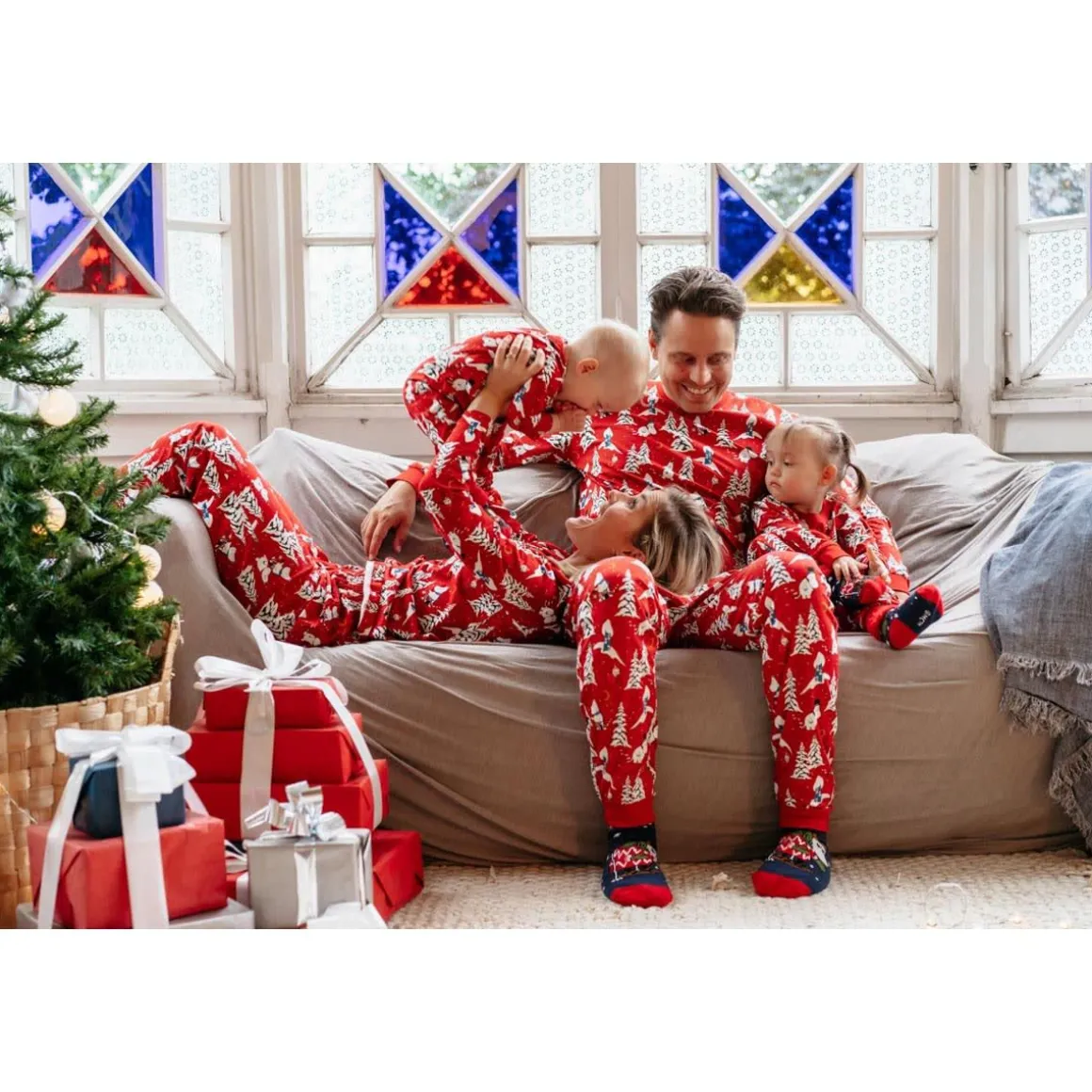 Talviyo-Pyjama Tummanpunainen